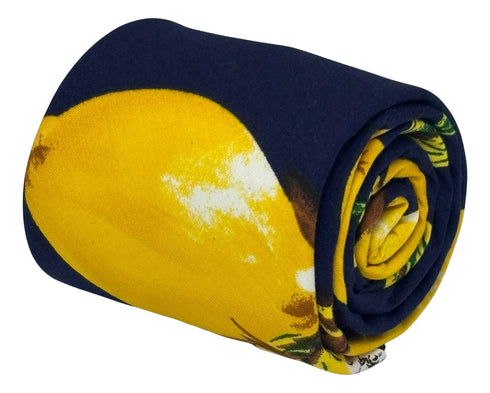 Navy cotton tie with yellow lemon design