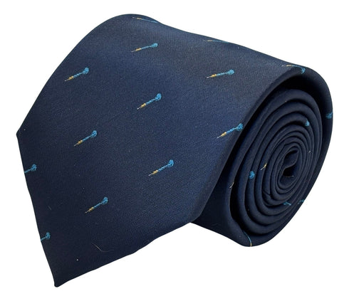 Navy blue mens tie with darts design