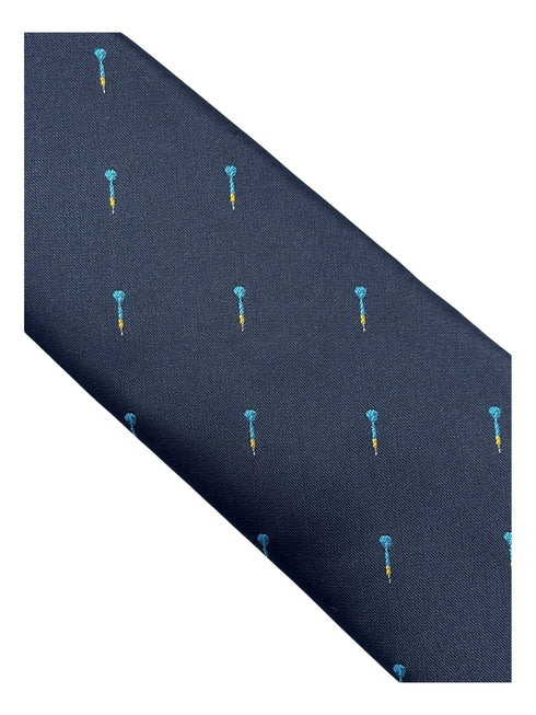 Navy blue mens tie with darts design