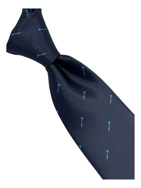 Navy blue mens tie with darts design