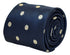 navy dark blue tie with ivory cream polka spots