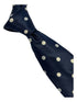 navy dark blue tie with ivory cream polka spots