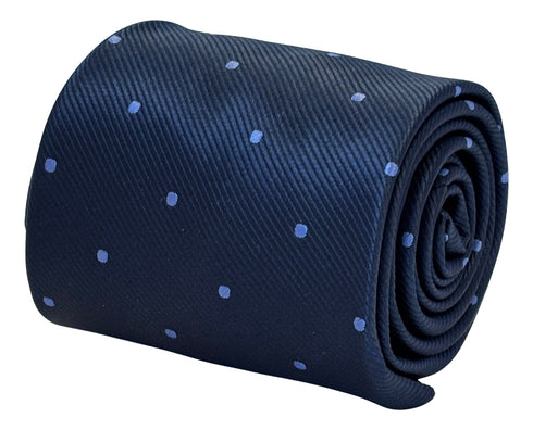 navy dark blue tie with lilac pin spots