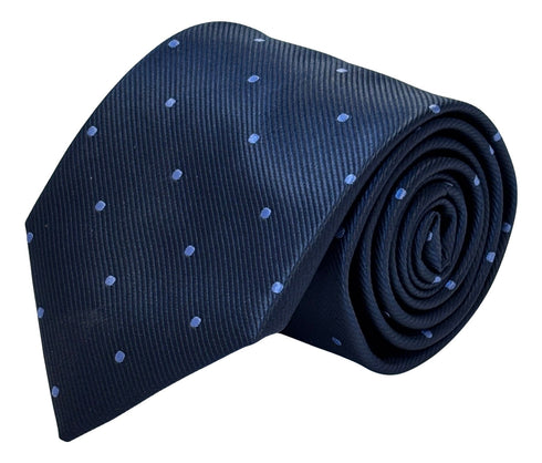 navy dark blue tie with lilac pin spots