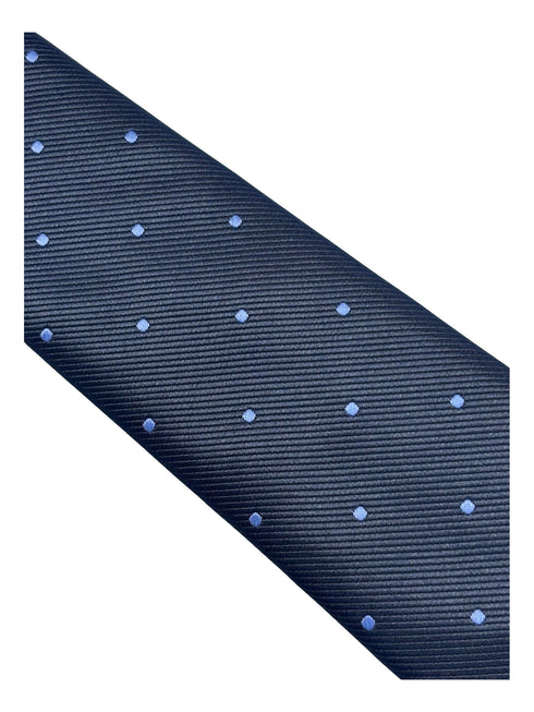 navy dark blue tie with lilac pin spots