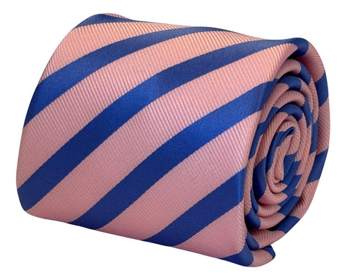 royal blue and light pink striped tie
