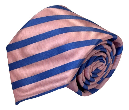 royal blue and light pink striped tie