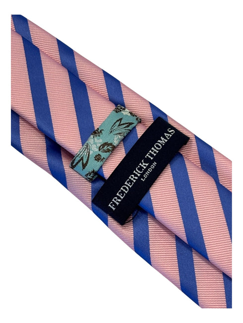 royal blue and light pink striped tie