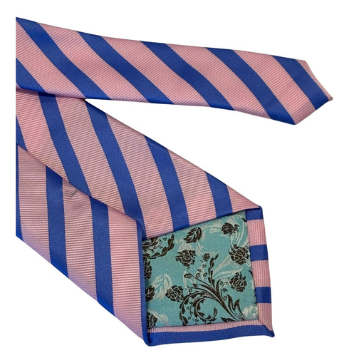 royal blue and light pink striped tie