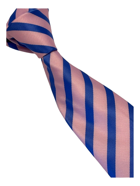 royal blue and light pink striped tie