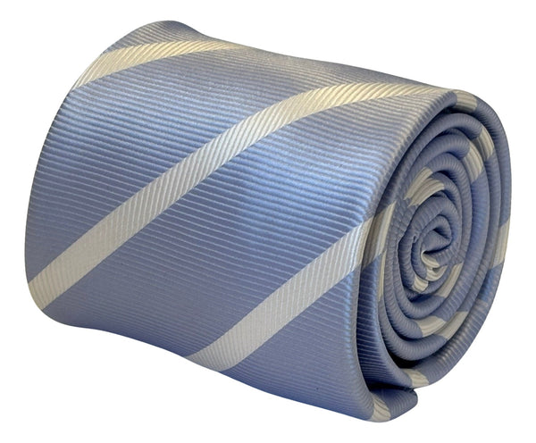 light blue tie with white stripe