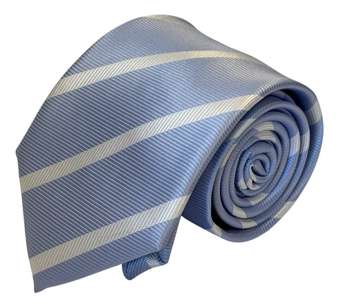 light blue tie with white stripe