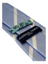 light blue tie with white stripe