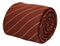 Terracotta brown cotton tie with fine white stripes