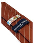 Terracotta brown cotton tie with fine white stripes