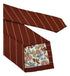 Terracotta brown cotton tie with fine white stripes