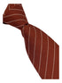Terracotta brown cotton tie with fine white stripes