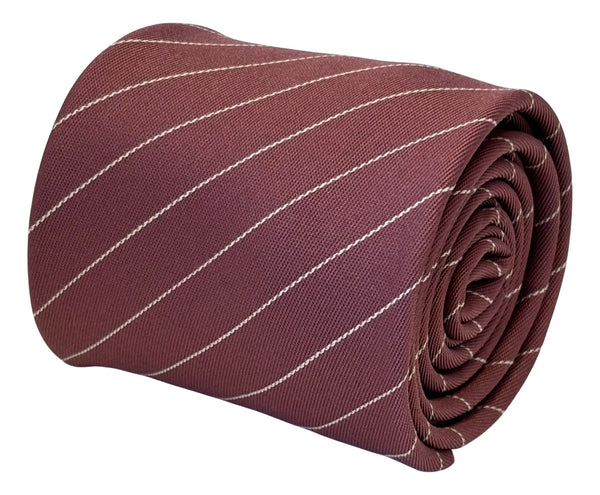 dark pink mens cotton tie with thin white stripes