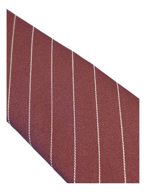 dark pink mens cotton tie with thin white stripes