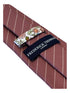 dark pink mens cotton tie with thin white stripes