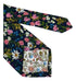 dark blue navy & pink floral mens cotton tie classic 8cm width english wildflower garden
