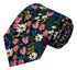 dark blue navy & pink floral mens cotton tie classic 8cm width english wildflower garden