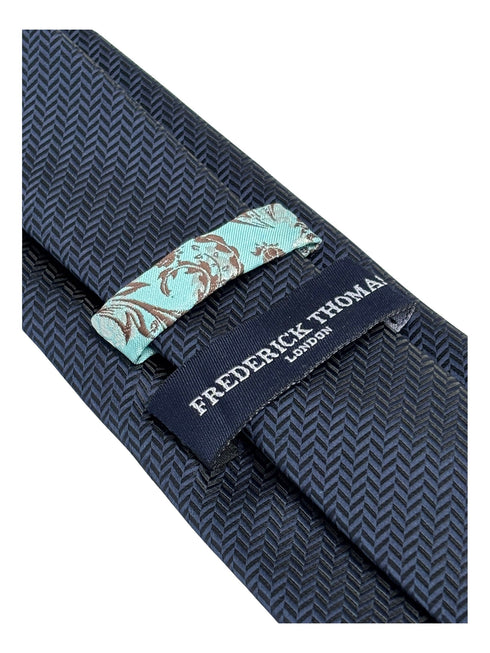 navy blue herringbone tie