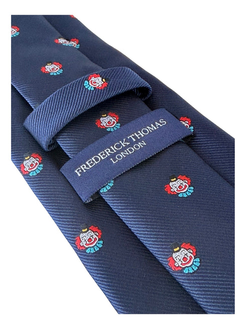 navy blue tie with vintage clown design