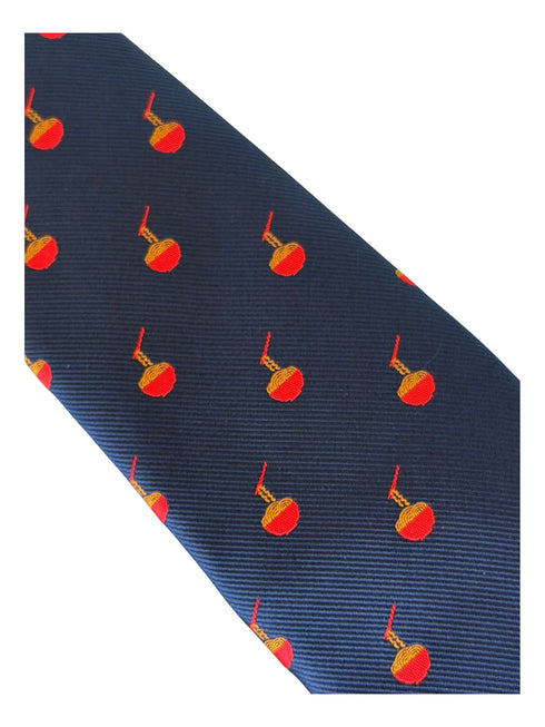 navy blue tie with ramen noodle bowl design