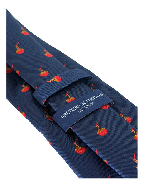 navy blue tie with ramen noodle bowl design