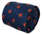 navy blue tie with red squirrel design