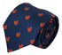 navy blue tie with red squirrel design