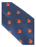 navy blue tie with red squirrel design