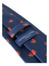 navy blue tie with red squirrel design