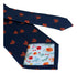 navy blue tie with red squirrel design