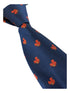 navy blue tie with red squirrel design