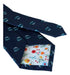 navy blue tie with kanagawa wave design