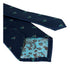 Navy tie with humming bird design