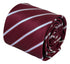 maroon tie with herringbone design and white stripes