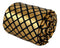 gold lame style tie with black windowpane check design