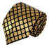 gold lame style tie with black windowpane check design
