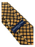 gold lame style tie with black windowpane check design