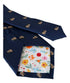 navy dark blue tie with beaver design