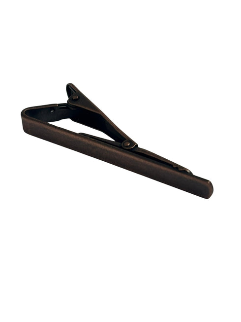 plain traditional antique bronze brass coloured tie clip