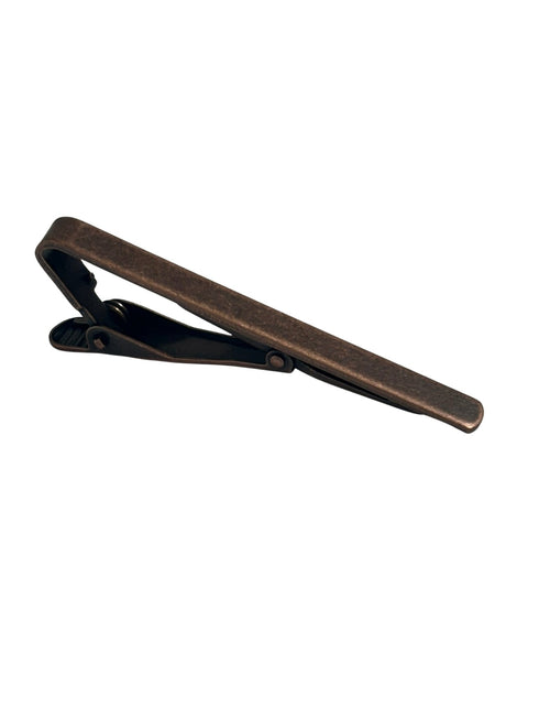 plain traditional antique bronze brass coloured tie clip