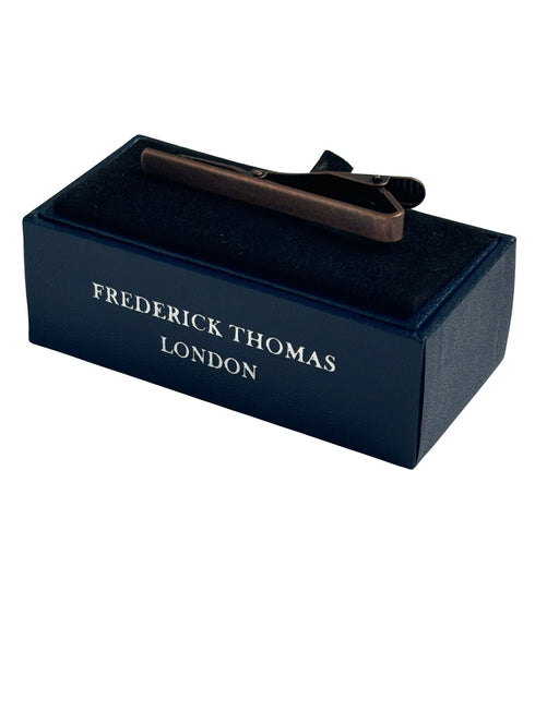 plain traditional antique bronze brass coloured tie clip