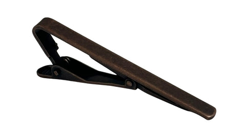 plain traditional antique bronze brass coloured tie clip