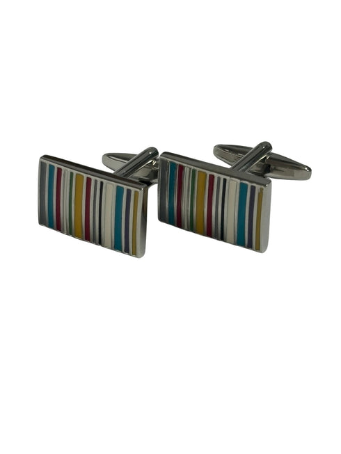 multicoloured striped cufflinks
