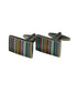 multicoloured striped cufflinks
