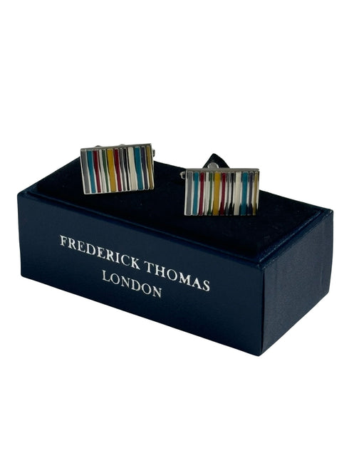 multicoloured striped cufflinks